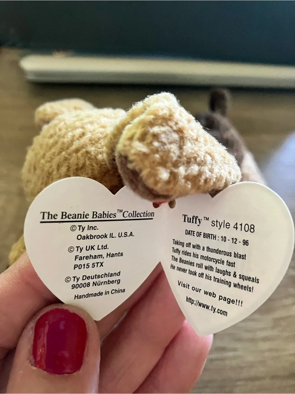 Ty Tan Plush Puppy Beanie Baby - Small Soft Dog Toy. Stuffy